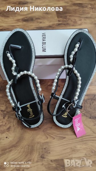 Сандали нови с  камъни и перли, снимка 1