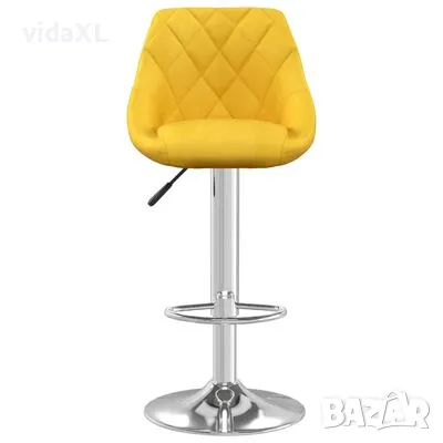 vidaXL Бар табуретки, 2 бр, горчица, кадифе（SKU:335312）, снимка 1