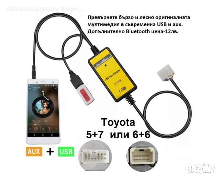 Дигитален чейнджър за Toyota LEXUS USB AUX SD Bluetooth, снимка 1