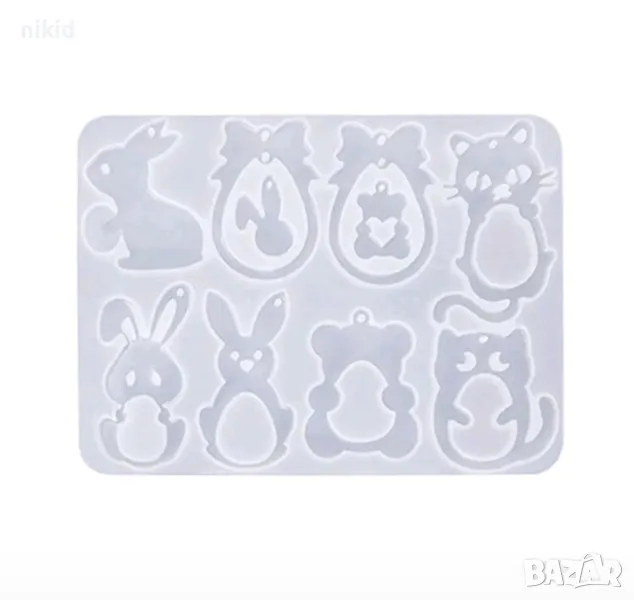 Заек зайче яйце Коте Великден Великденски силиконов молд форма фондан смола шоколад гипс висулка, снимка 1