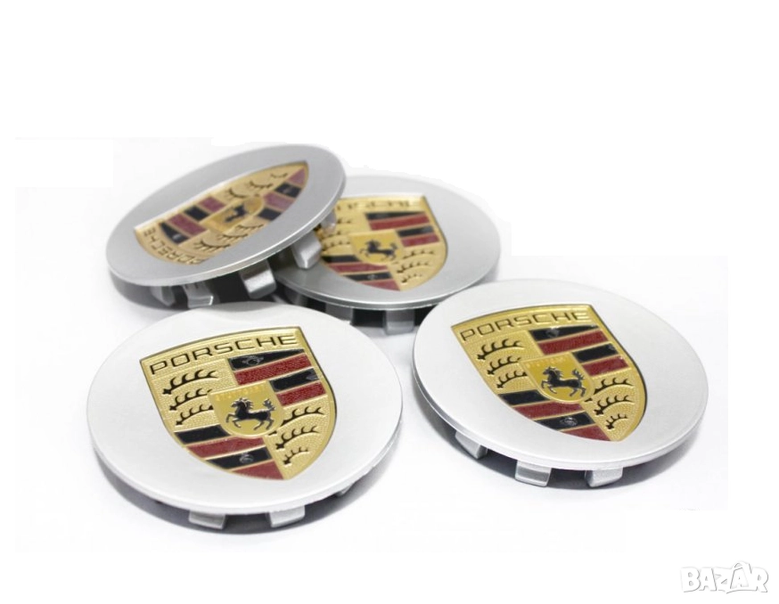 4 броя сребърни капачки за джанти Porsche 65мм или 76мм, снимка 1