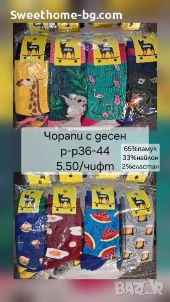 Чорапи с десен 36-44размер, снимка 1
