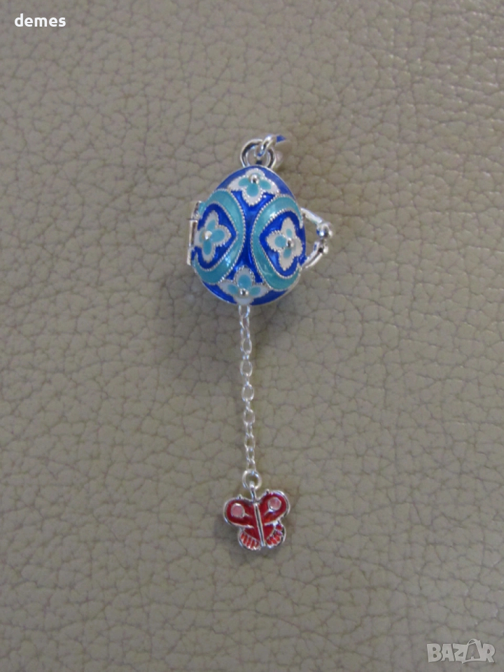 Фино дамско колие с висулка- Яйце Фаберже, ново, снимка 1