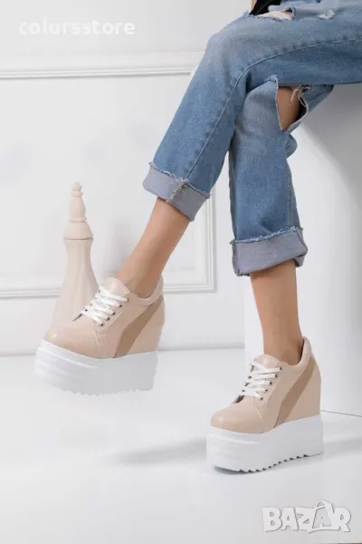 Кецове на платформа - бежови - SJN56, снимка 1