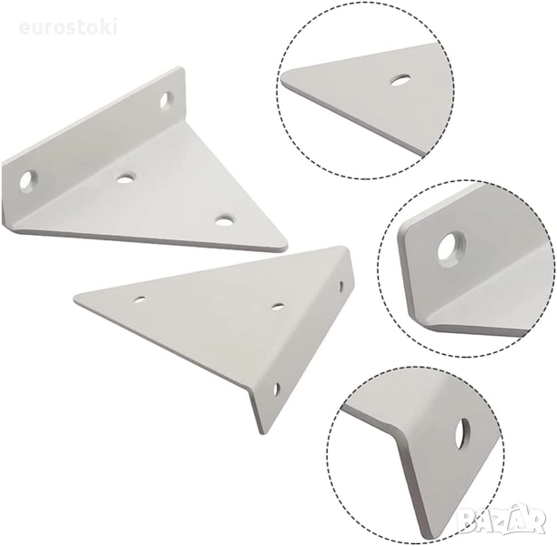 2 броя триъгълна стенна скоба за рафт с монтажни аксесоари за рафт, библиотека, кухненска стойка , снимка 1