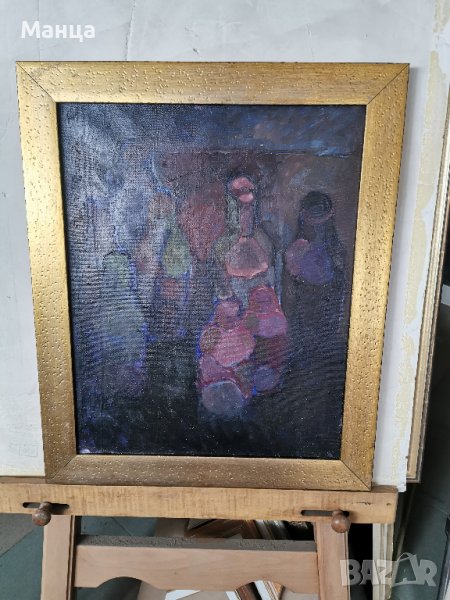 Стара картина масло върху платно, снимка 1
