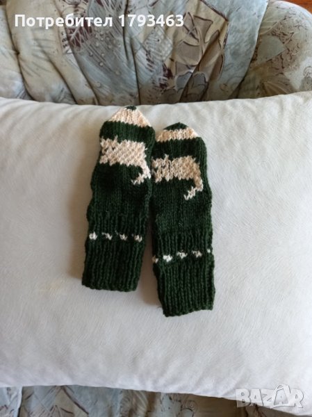 Ръчно плетени детски чорапи от вълна, ходило 14 см., снимка 1