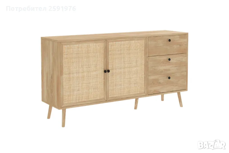 Стилен бюфет Oslo с ратан Сонома - 150x39x79см., снимка 1