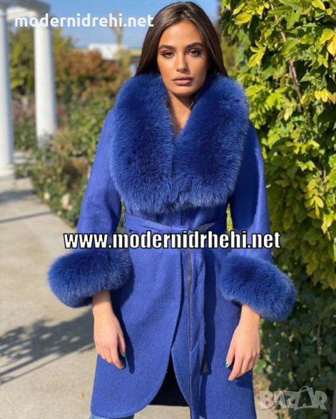 Дамско луксозно палто кашмир вълна и лисица код 235, снимка 1
