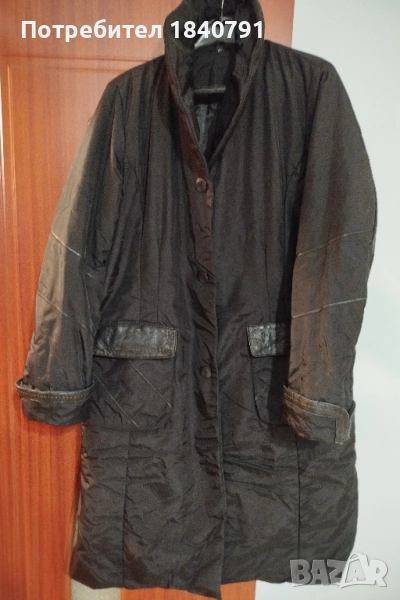 Дълго черно яке – кройка палто с шал яка, XL, снимка 1