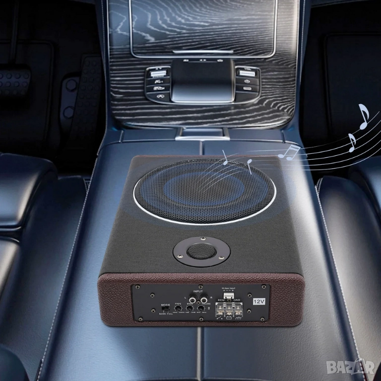 Автомобилен ултратънък активен субуфер с 8-инчов високоговорител , снимка 1