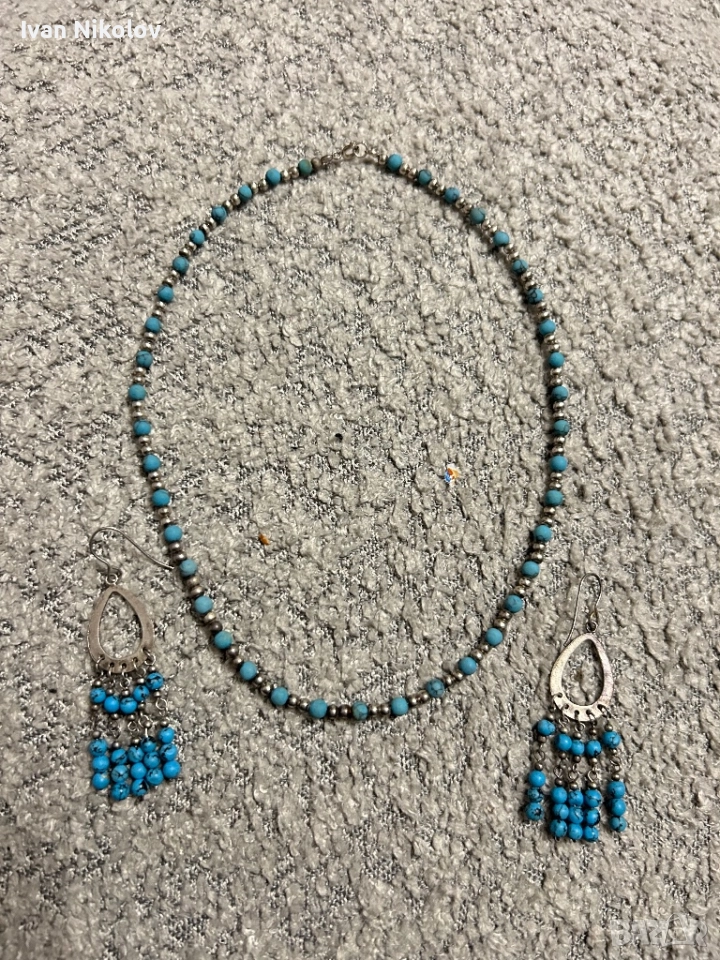Дамски сребърен комплект с тюркоаз, снимка 1