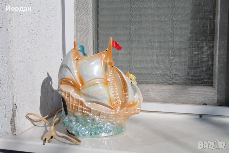 Немска порцеланова лампа кораб 1930 година, снимка 1