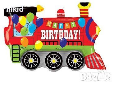 Голям Влак Happy Birthday фолио фолиев балон хелий и въздух, снимка 1