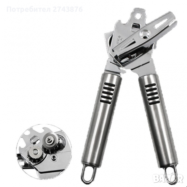 УНИВЕРСАЛНА ОТВАРАЧКА ЗА КОНСЕРВИ НЕРЪЖДАЕМА СТОМАНА, снимка 1