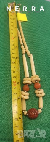 Старинен гердан от слонова кост и естествени камъъни, снимка 4 - Колиета, медальони, синджири - 38843206