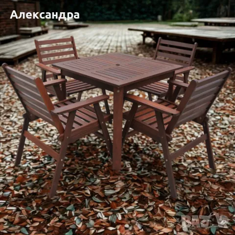 Градински комплект Tirora Muhler Meranti - 5 части, дърво, снимка 1