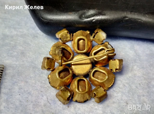 СТАРА ПОЗЛАТЕНА МЕДНА СКЪПОЦЕННА БРОШКА с ИСКРЯЩИ КАМЪНИ ОЛИВИН и ЦИРКОН 50200, снимка 10 - Антикварни и старинни предмети - 51280192