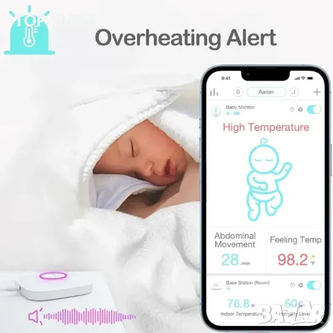Sense-U Smart Baby Movement Monitor 3: Проследявайте коремните движения на бебето, позицията на сън, снимка 8 - Друга електроника - 48794497