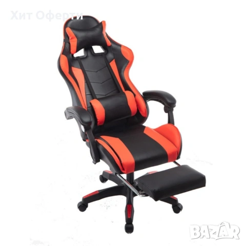 Въртящ се кожен стол за офис и компютърни игри, снимка 4 - Столове - 53167580