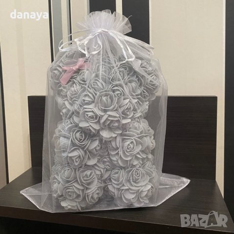 Мече от рози в подаръчна торбичка, РЪЧНА ИЗРАБОТКА, снимка 7 - Декорация за дома - 38837070