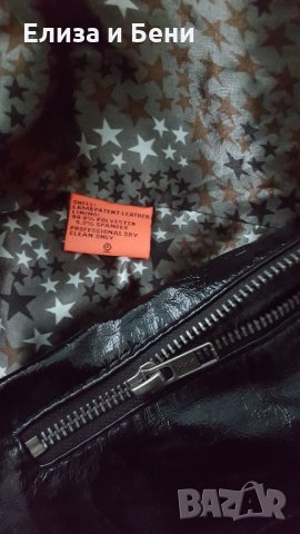 Унисекс рокерия кожено байкър мото яке с лачено покритие естествена кожа Tough Jeansmith, снимка 5 - Якета - 35728269