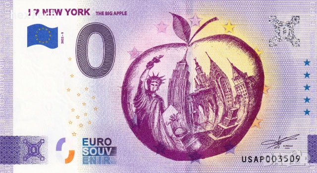 ❤️ ⭐ САЩ 2023 0 евро I ♥ New York UNC нова ⭐ ❤️, снимка 2 - Нумизматика и бонистика - 52896639