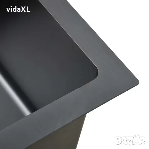 vidaXL Ръчно изработена кухненска мивка, черна, неръждаема стомана, снимка 7 - Мивки - 56147702