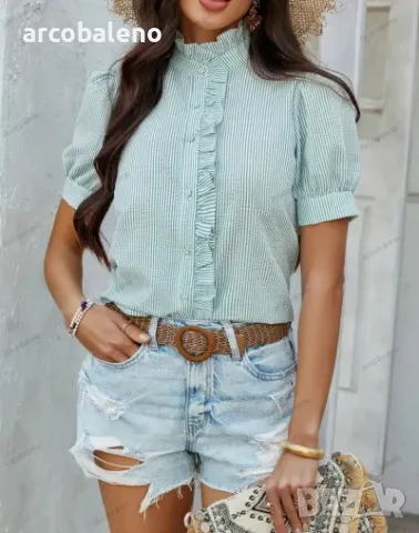 Дамска ежедневна риза с къс ръкав, 4цвята , снимка 10 - Ризи - 49317655