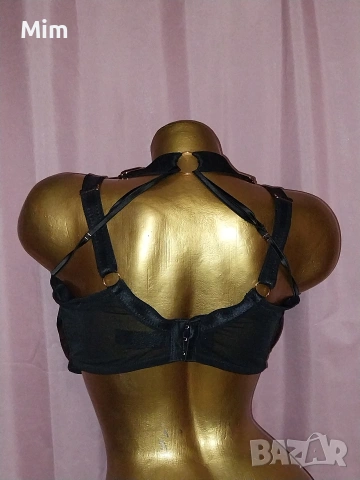 Scanlilly 85 K Черен кожен сутиен за много едра дама , снимка 8 - Бельо - 53577866