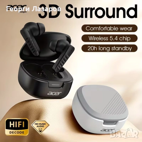 ACER OHR503 WIRELESS 5.4 Безжични слушалки, снимка 8 - Bluetooth слушалки - 53716956