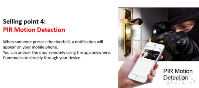 166° Смарт Видеодомофон Двупосочен Интерком Злектронен Звънец WiFi Видео Домофон PIR Сензор Движение, снимка 10 - Комплекти за видеонаблюдение - 41321198