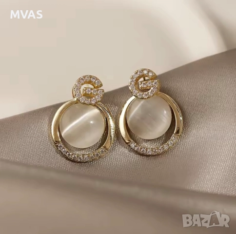 Нови дамски обеци кръгли златисти