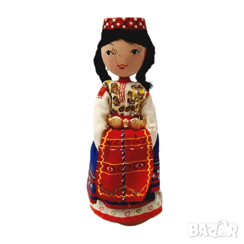 Стара дървена, етно, битова кукла, декорация, момиче(11.3), снимка 5 - Колекции - 47613449