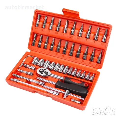 Гедоре 46 части, 4 – 14 mm, PH/PZ/T, 1/4 – T73, снимка 4 - Аксесоари и консумативи - 56054163