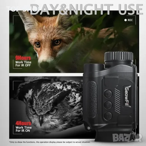 Монокуляр за нощно виждане 4K GeowFiiTech с дисплей, снимка 11 - Камери - 48521785