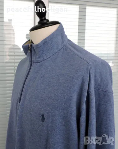 Polo Ralph Lauren Men`s Blue Melange Long Sleeve 1/4 Zip Sweatshirt Size XL/XXL, снимка 6 - Блузи - 49034290