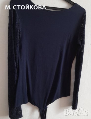 ПОСЛЕДЕН БРОЙ! луксозно тъмно синьо боди дреха на Perfect с нежна дантела, снимка 3 - Блузи с дълъг ръкав и пуловери - 42062202