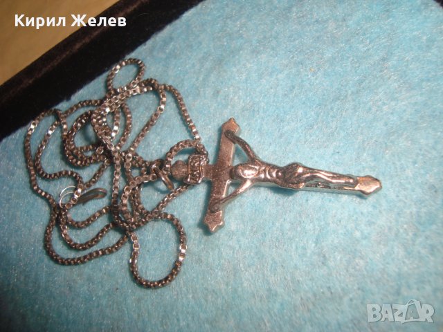 СТАР НАГРЪДЕН ПОСРЕБРЕН КРЪСТ РАЗПЯТИЕ с ВЕРИЖКА 3872, снимка 8 - Колиета, медальони, синджири - 34839050