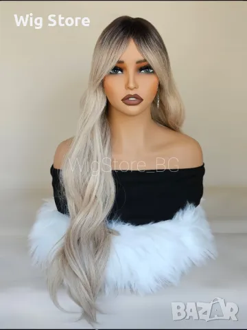 Пепеляво руса перука на вълни с бретон, снимка 2 - Аксесоари за коса - 47721441