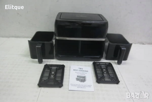 Двоен Air fryer T&G BEST COOKING 32847A0 - отделни LED дисплеи за всяка зона, снимка 6 - Фритюрници - 52502357