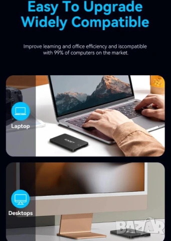 EAGET SSD 120GB SATAIII 6Gb/s 2.5" SATA R530/WR500 3D TLC Nand Flash NVME SMI TRIM NCQ S.M.A.R.T HDD, снимка 7 - Твърди дискове - 53507073