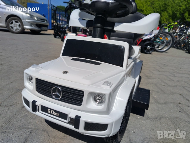 MERCEDES Кола за яздене с дръжка Mercedes-benz G350d бял, снимка 12 - Детски велосипеди, триколки и коли - 53849664