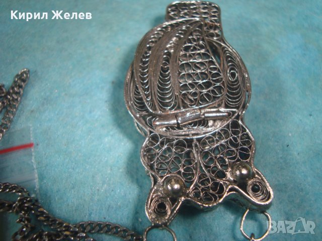 ПОСРЕБРЕН БУХАЛ ФИЛИГРАНЕН със ЗДРАВО СИНДЖИРЧЕ ФИГУРАЛЕН АРТ ДЕКО МЕДАЛЬОН БЛАГОРОДНА СТОМАНА 25560, снимка 14 - Колиета, медальони, синджири - 35679503