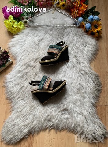 Черни сандали на платформа, снимка 1