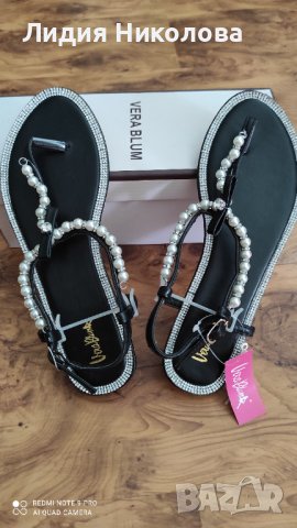 Сандали нови с  камъни и перли