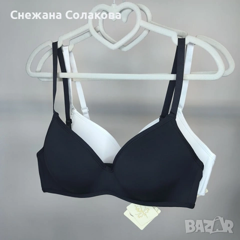 Гладък сутиен в бял и черен цвят /чашка B/, снимка 3 - Бельо - 53490465