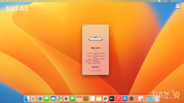 Mac Mini A1347, 240GB SSD, 8GB RAM, i5 macOS Ventura отлично състояние, снимка 10 - За дома - 53661815