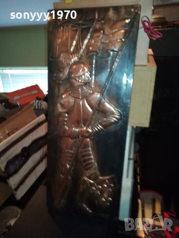 КАРТИНА 56СМ-МЕД МЕСИНГ РЕЛЕФНА С РИЦАР L2ED1102240925, снимка 3 - Картини - 44237481