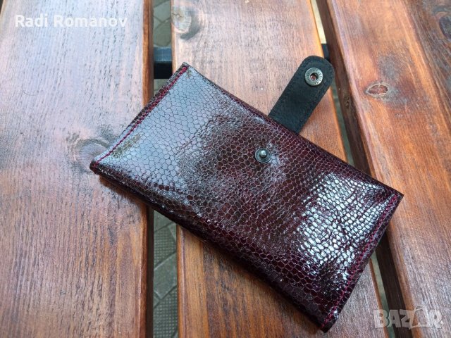 Дамски кожен портфейл, дамско портмоне,ръчна изработка, бордо, снимка 5 - Портфейли, портмонета - 41421087